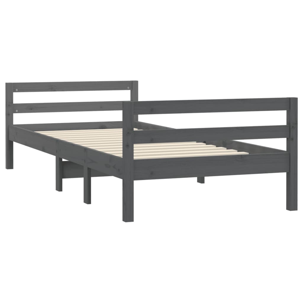 Okvir za krevet sivi 90 x 200 cm od masivne borovine