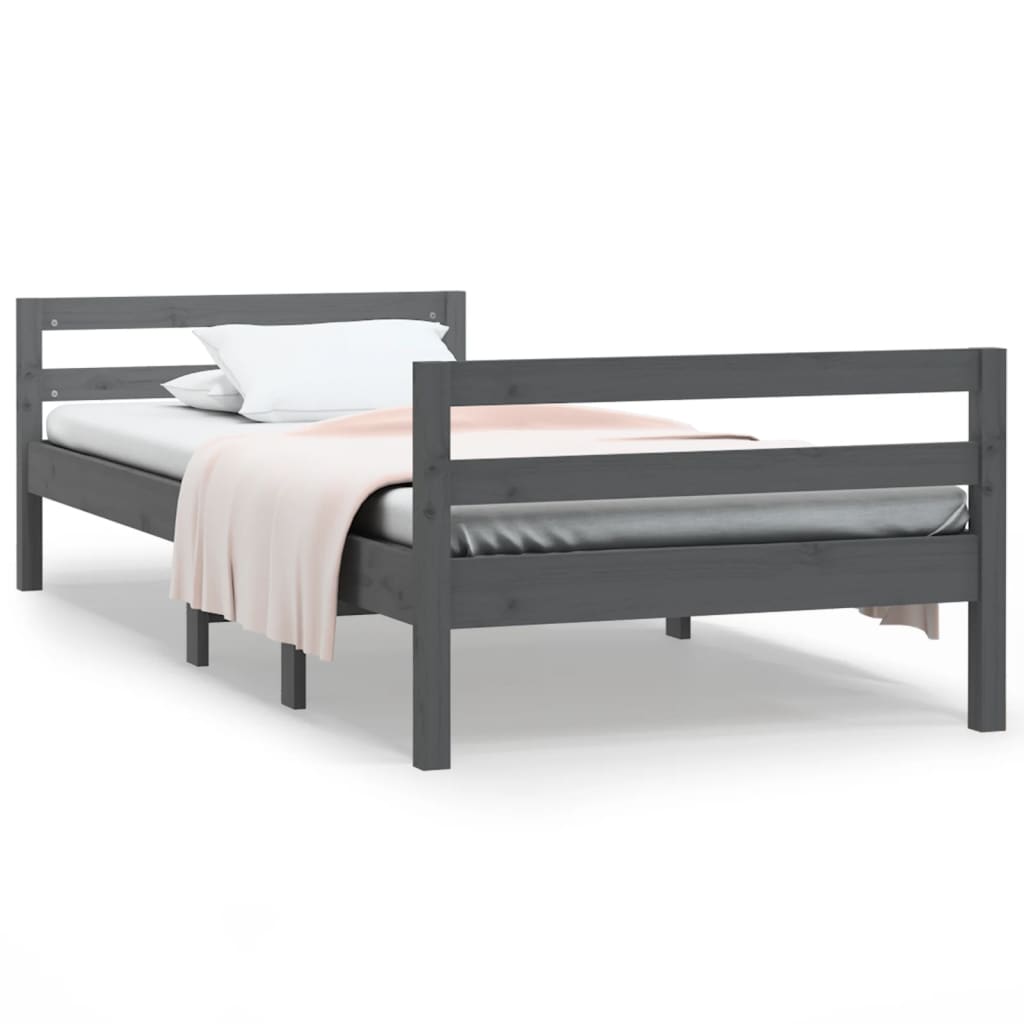 Okvir za krevet sivi 75 x 190 cm od masivne borovine