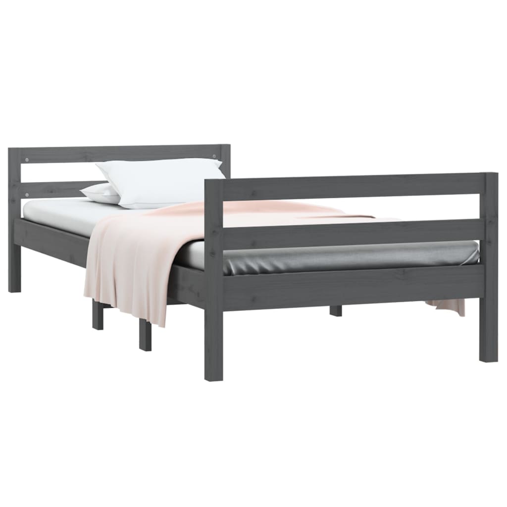 Okvir za krevet sivi 75 x 190 cm od masivne borovine