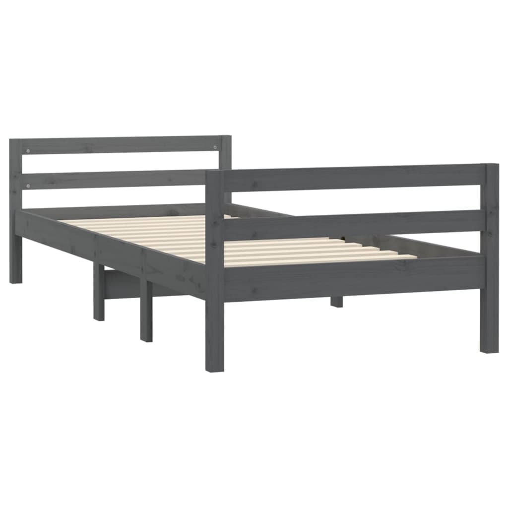 Okvir za krevet sivi 75 x 190 cm od masivne borovine