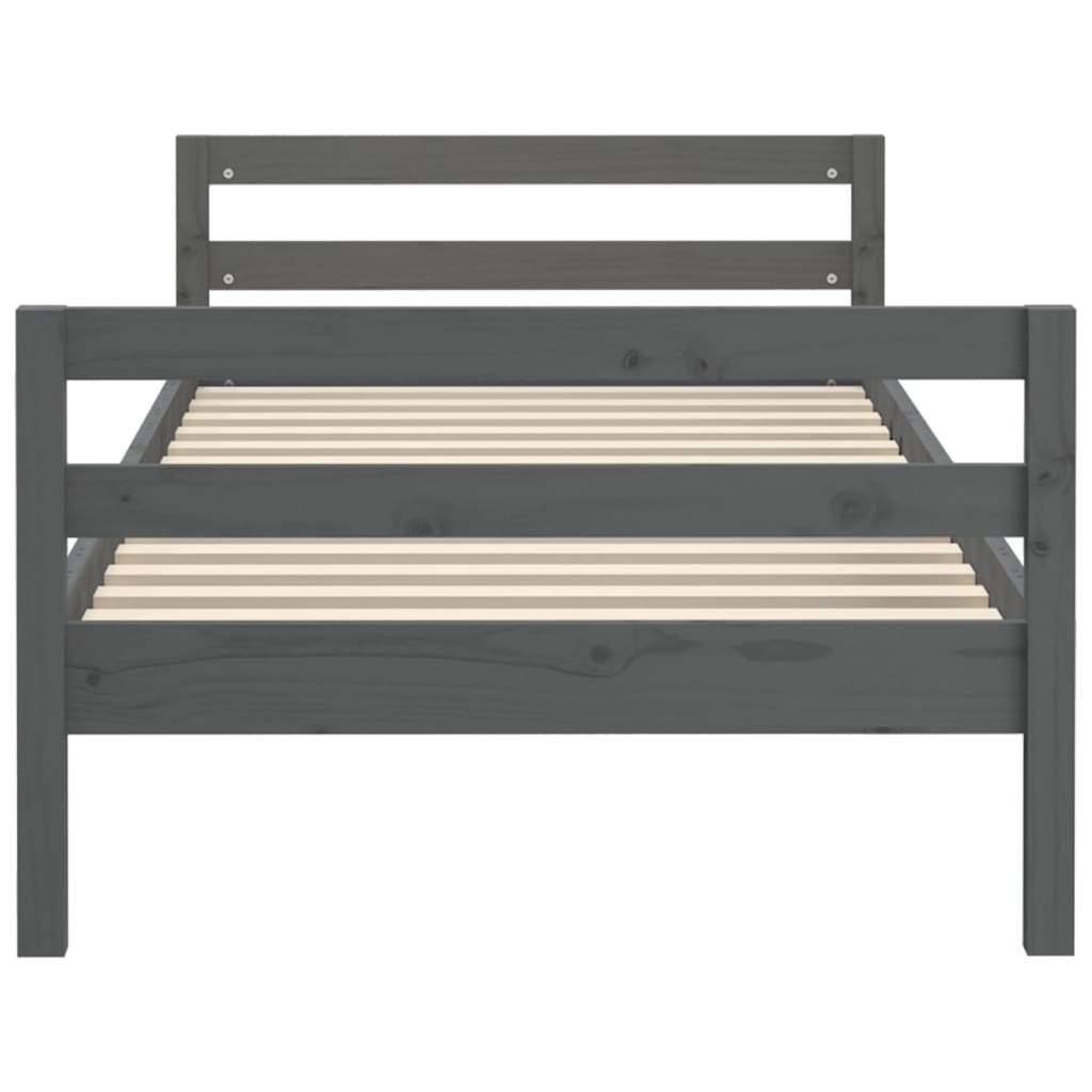 Okvir za krevet sivi 75 x 190 cm od masivne borovine