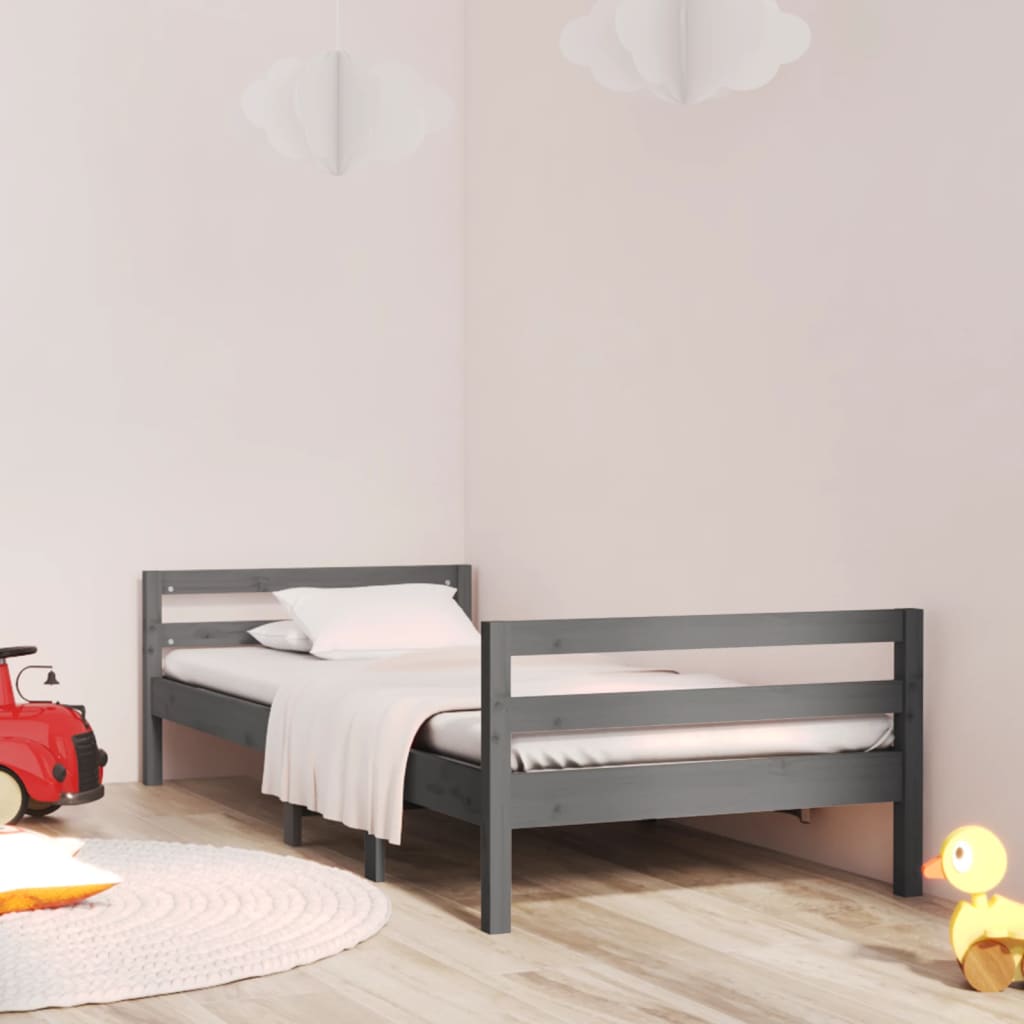 Okvir za krevet sivi 75 x 190 cm od masivne borovine