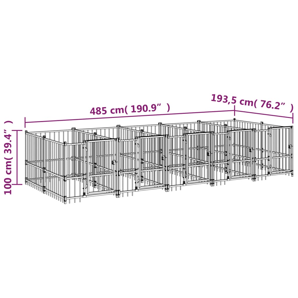 Vanjski kavez za pse čelični 9,38 m²
