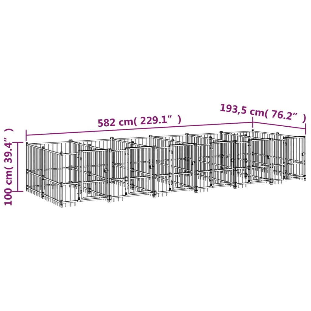 Vanjski kavez za pse čelični 11,26 m²