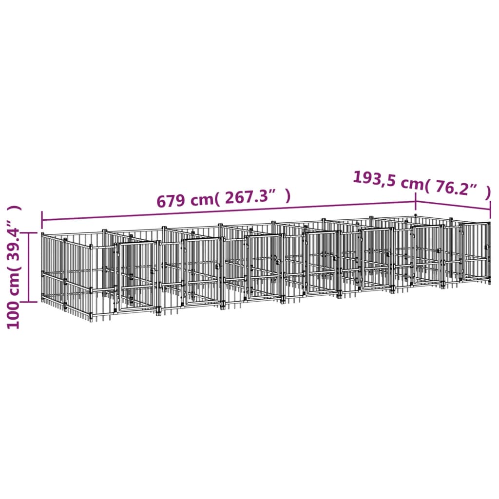 Vanjski kavez za pse čelični 13,14 m²