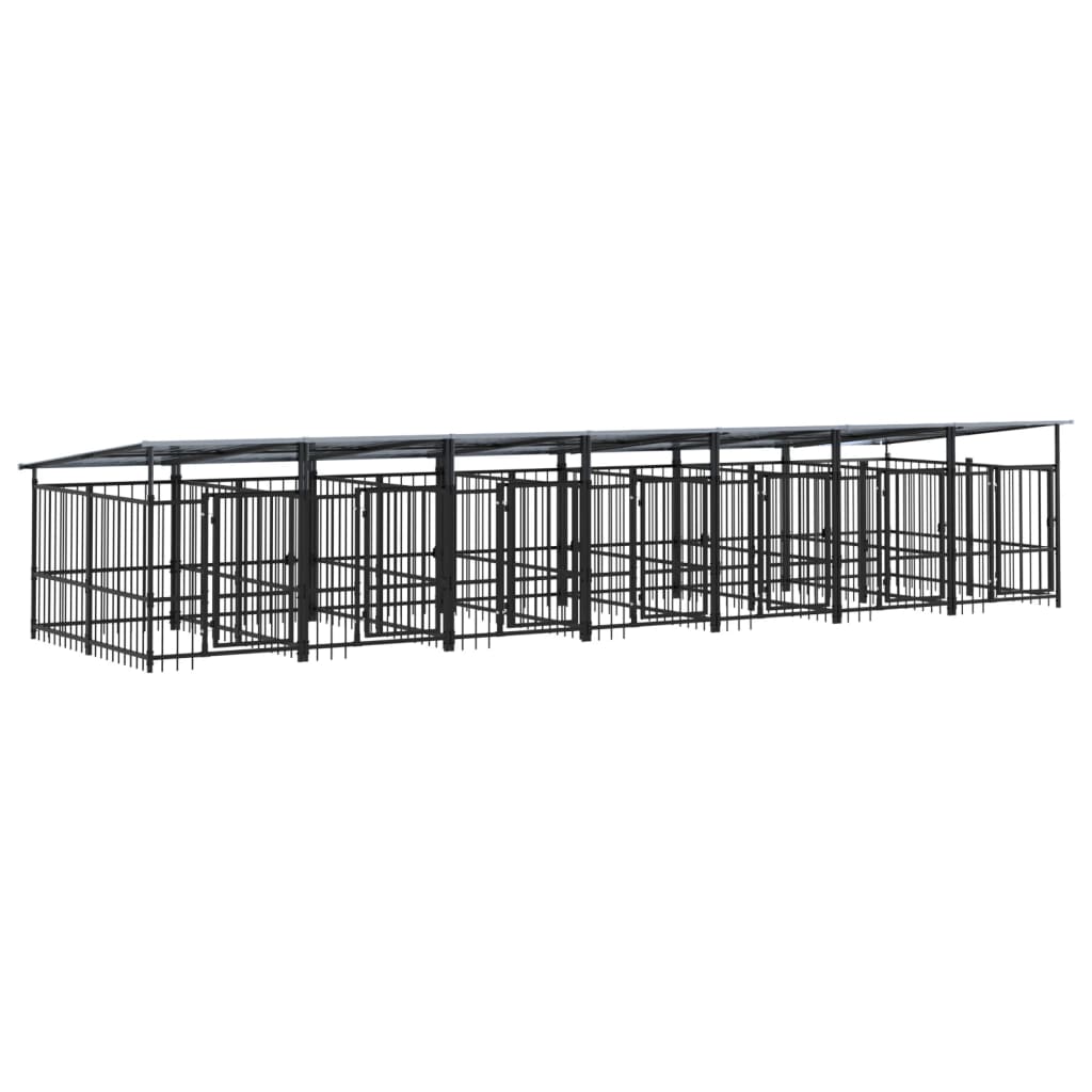 Vanjski kavez za pse s krovom čelični 13,14 m²