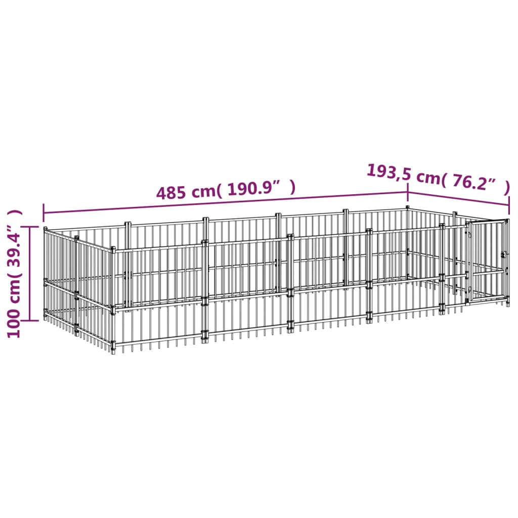Vanjski kavez za pse čelični 9,38 m²