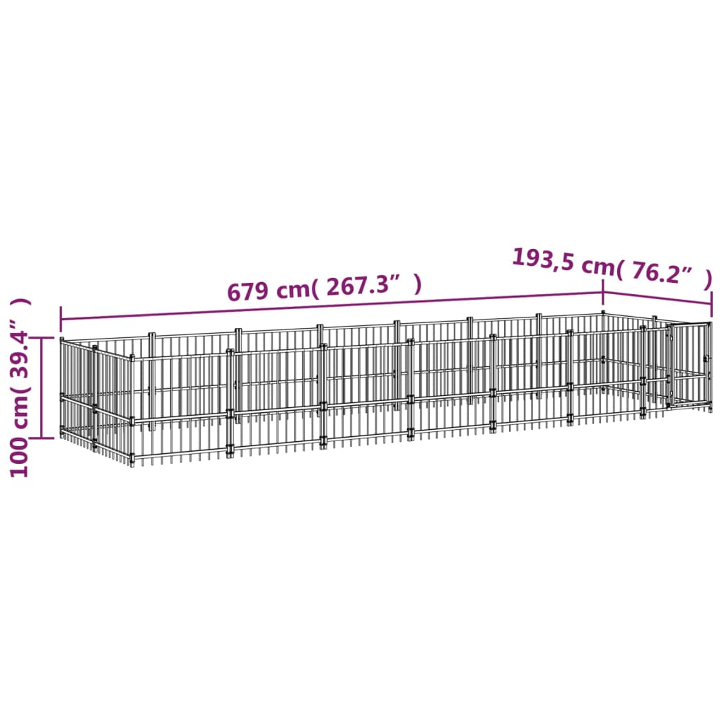 Vanjski kavez za pse čelični 13,14 m²