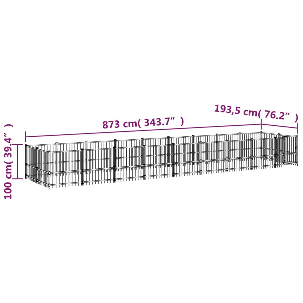 Vanjski kavez za pse čelični 16,89 m²