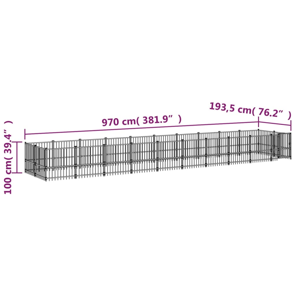 Vanjski kavez za pse čelični 18,77 m²