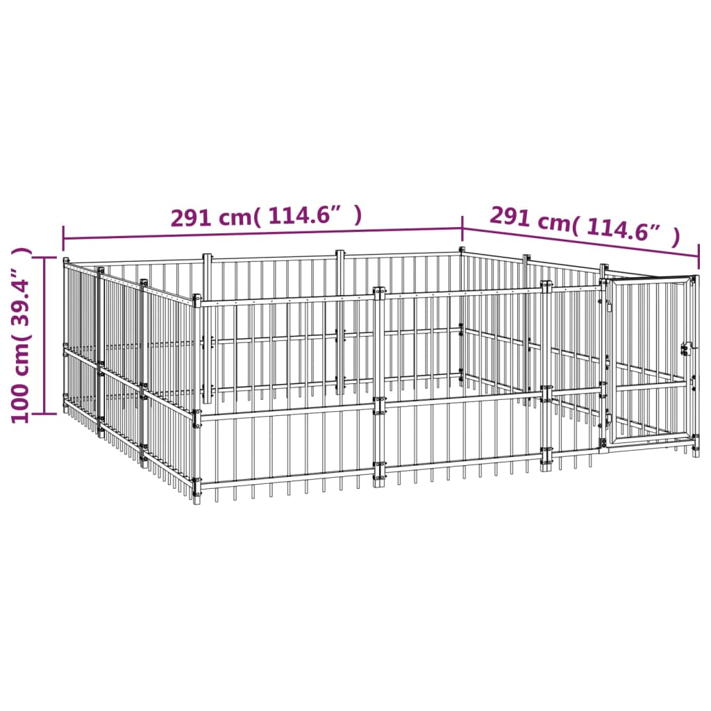 Vanjski kavez za pse čelični 8,47 m²