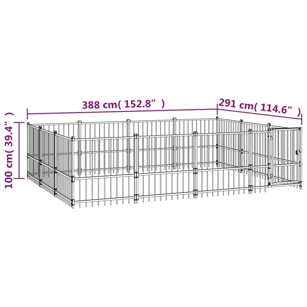 Vanjski kavez za pse čelični 11,58 m²