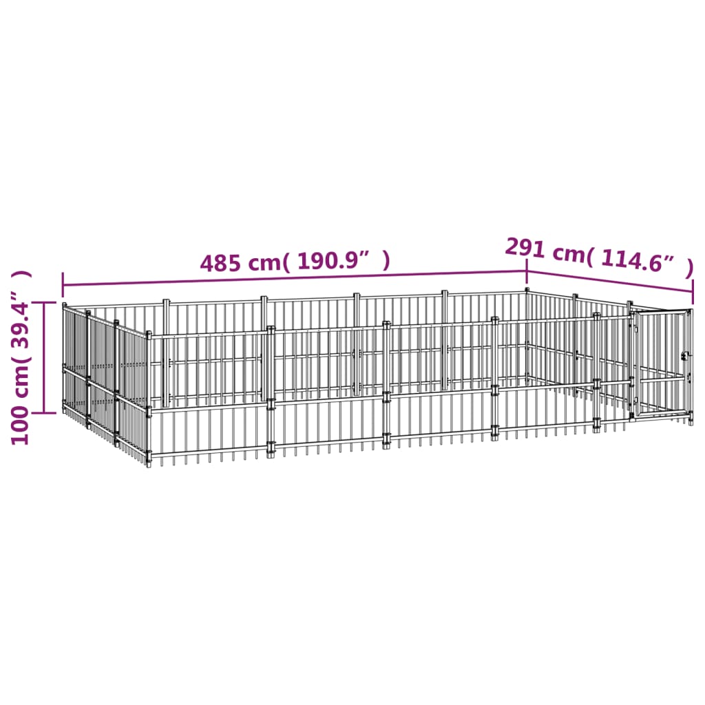 Vanjski kavez za pse čelični 14,11 m²