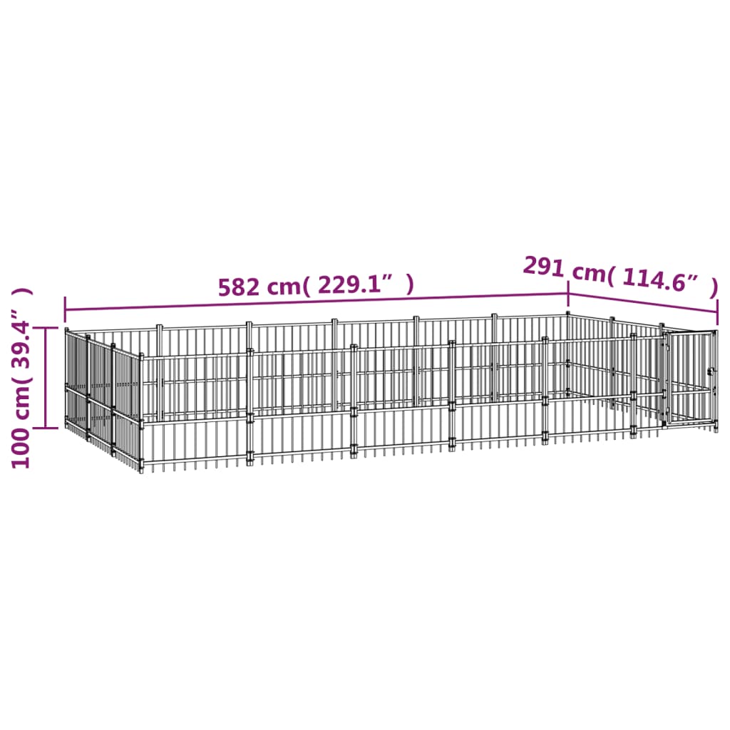 Vanjski kavez za pse čelični 16,94 m²