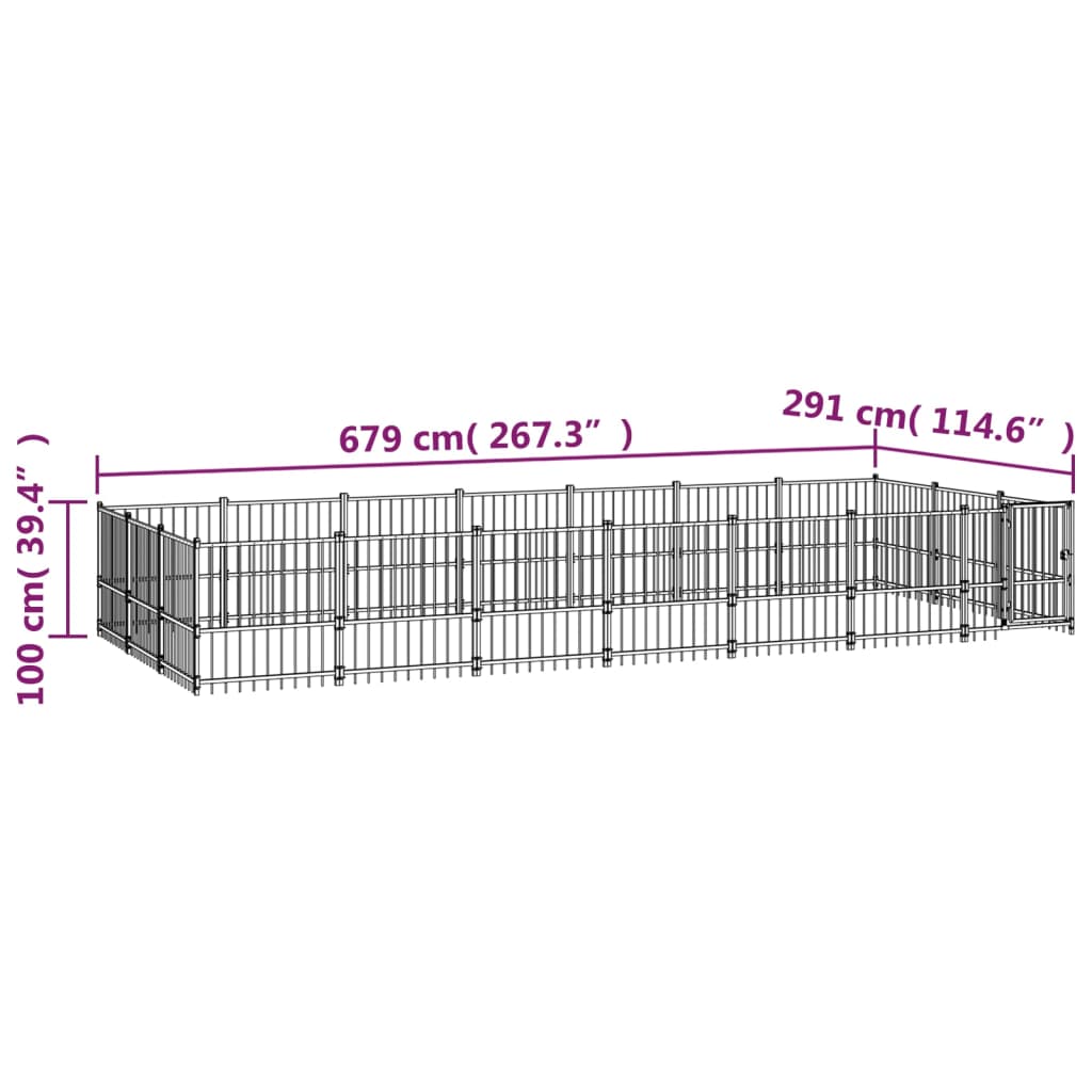 Vanjski kavez za pse čelični 19,76 m²