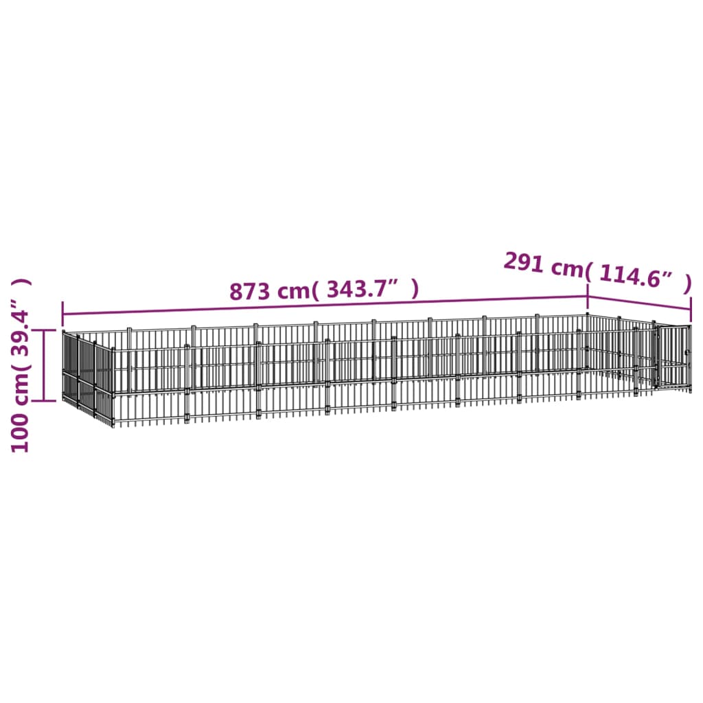 Vanjski kavez za pse čelični 25,4 m²