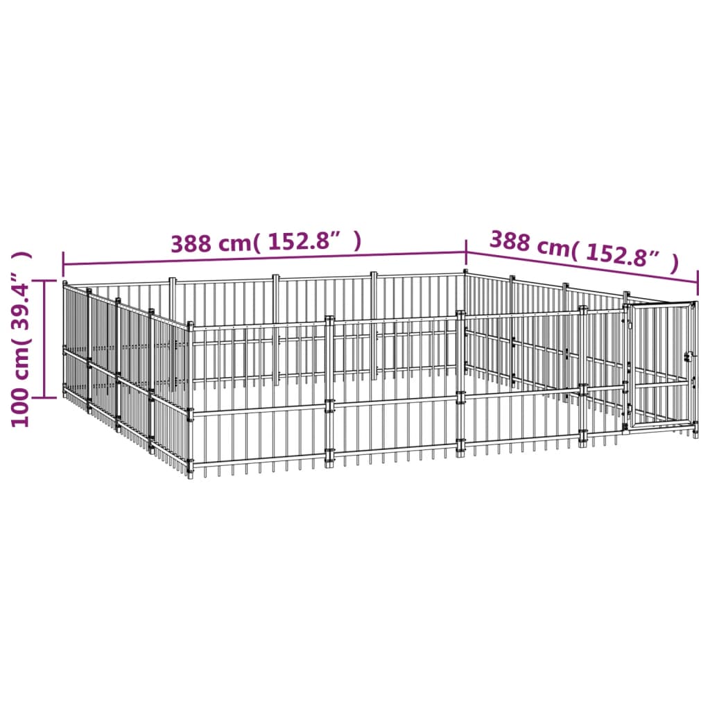 Vanjski kavez za pse čelični 15,05 m²