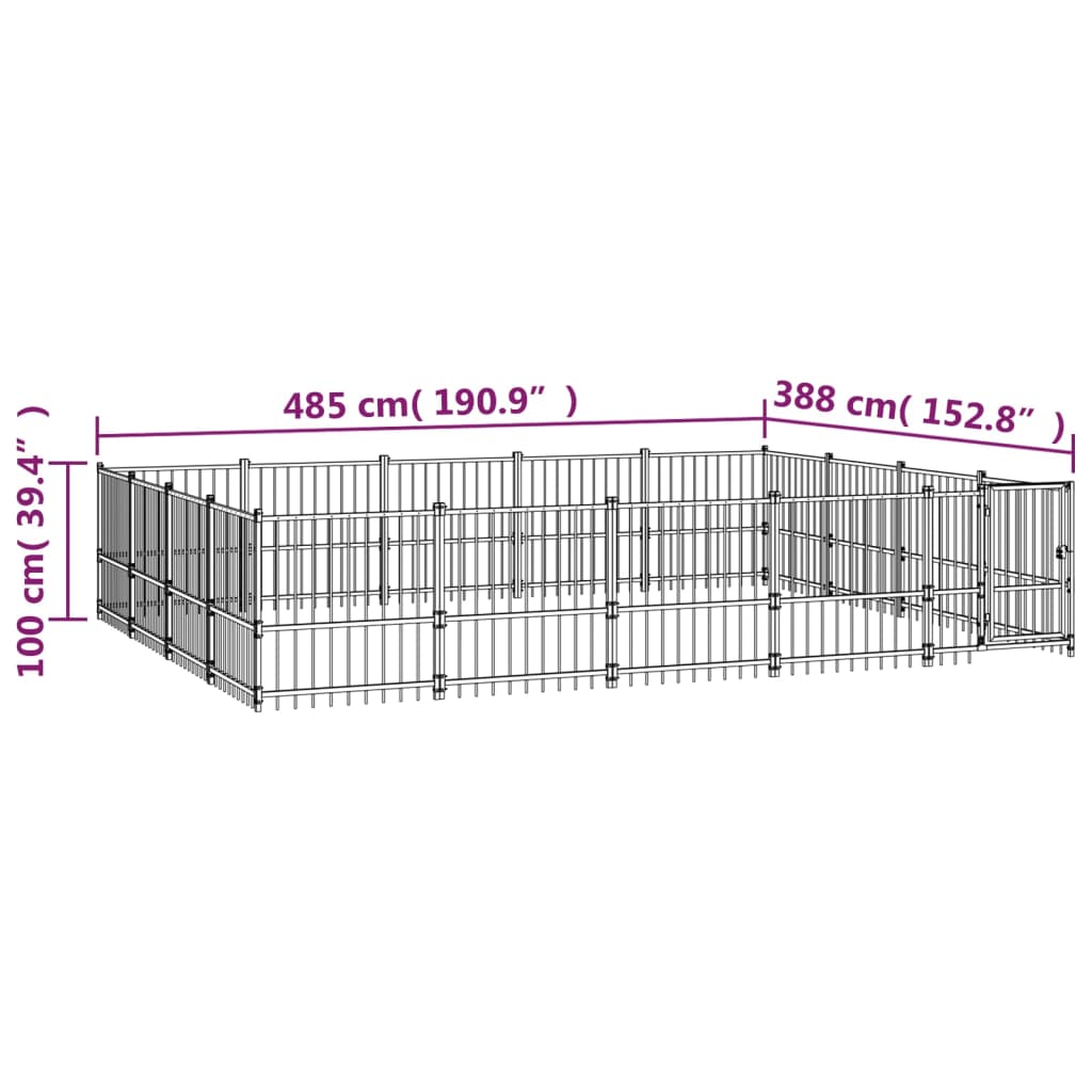 Vanjski kavez za pse čelični 18,82 m²