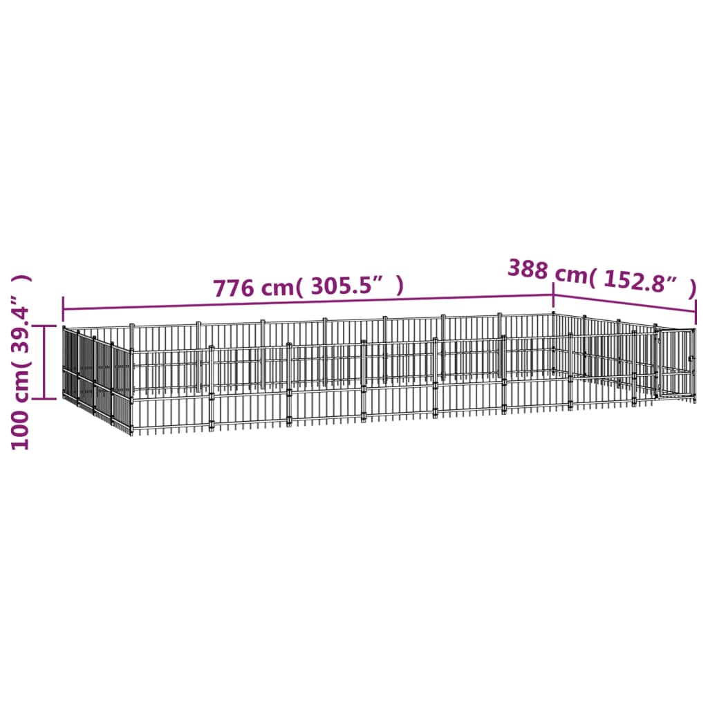 Vanjski kavez za pse čelični 30,11 m²