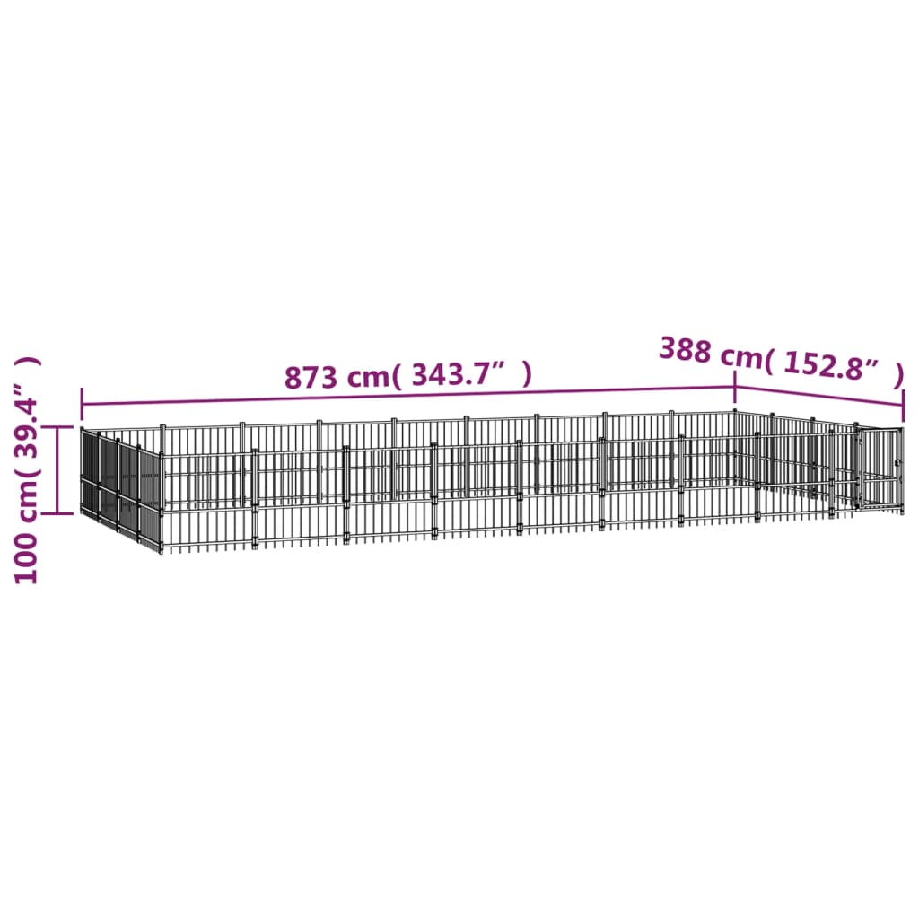 Vanjski kavez za pse čelični 33,87 m²