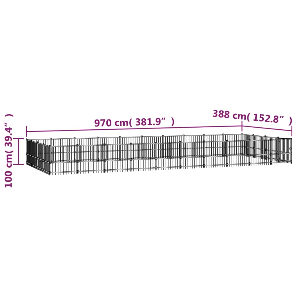 Vanjski kavez za pse čelični 37,64 m²
