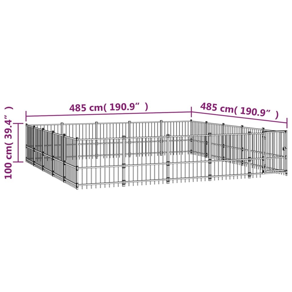 Vanjski kavez za pse čelični 23,52 m²