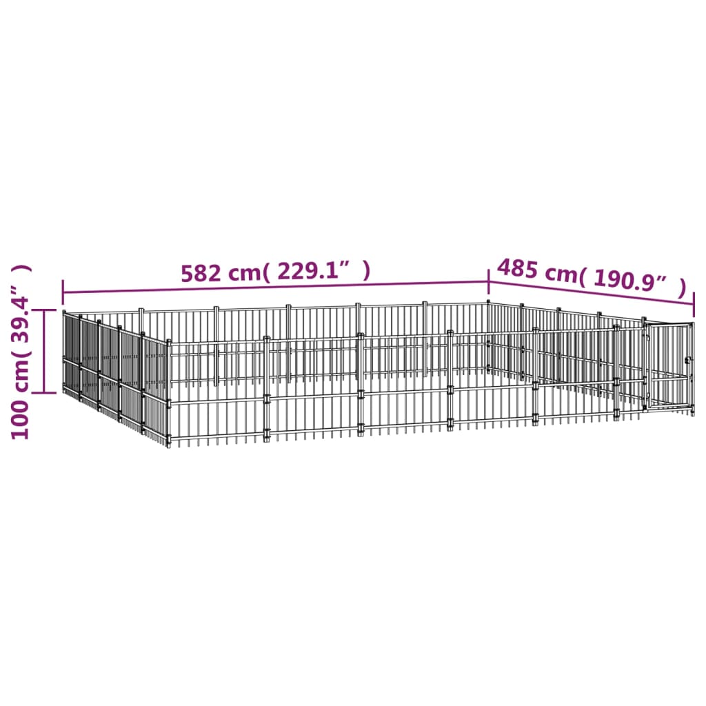 Vanjski kavez za pse čelični 28,23 m²
