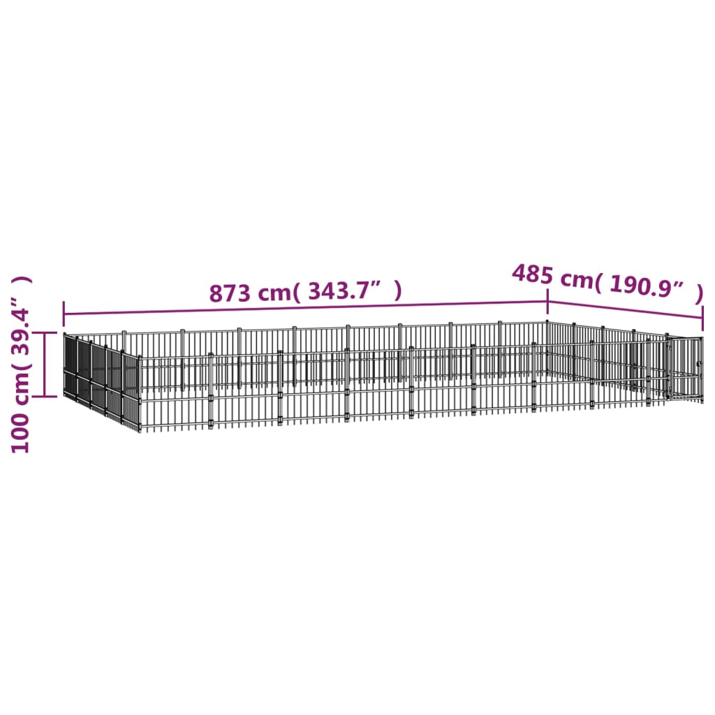 Vanjski kavez za pse čelični 42,34 m²