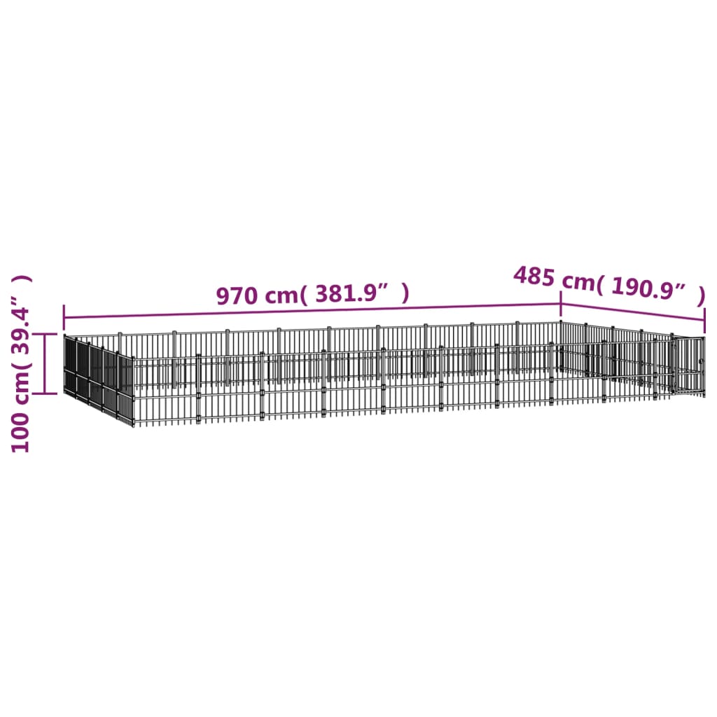 Vanjski kavez za pse čelični 47,05 m²