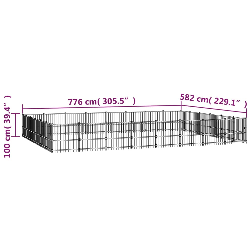 Vanjski kavez za pse čelični 45,16 m²