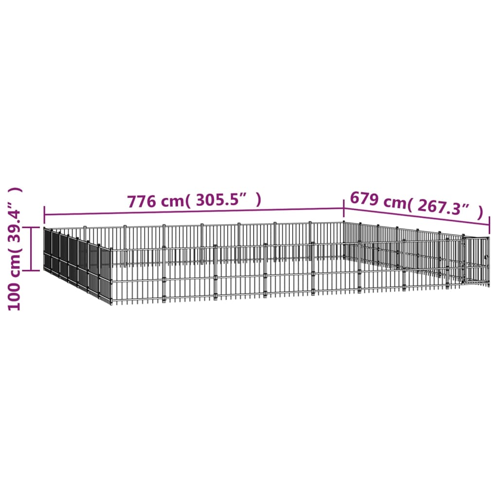 Vanjski kavez za pse čelični 52,69 m²