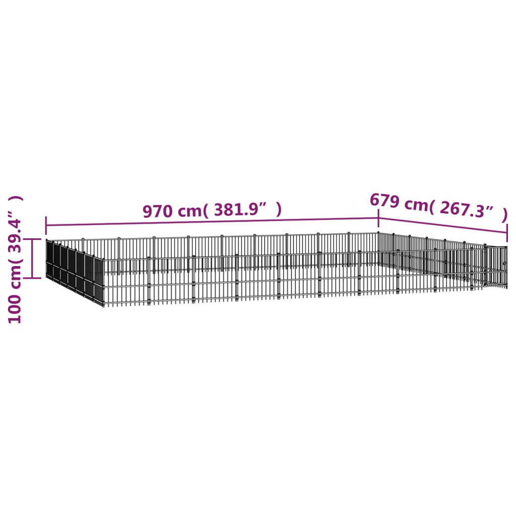 Vanjski kavez za pse čelični 65,86 m²