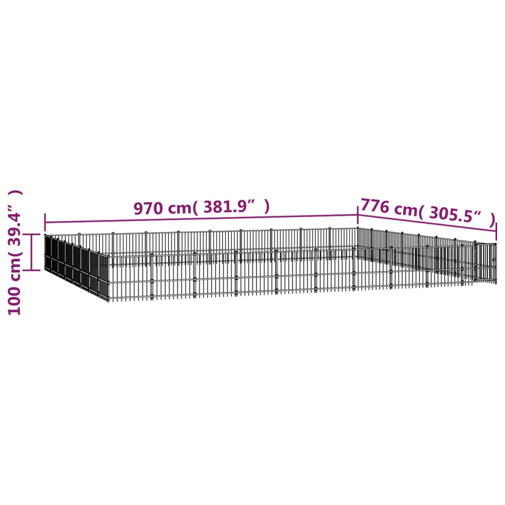 Vanjski kavez za pse čelični 75,27 m²