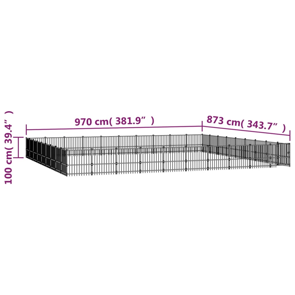 Vanjski kavez za pse čelični 84,68 m²
