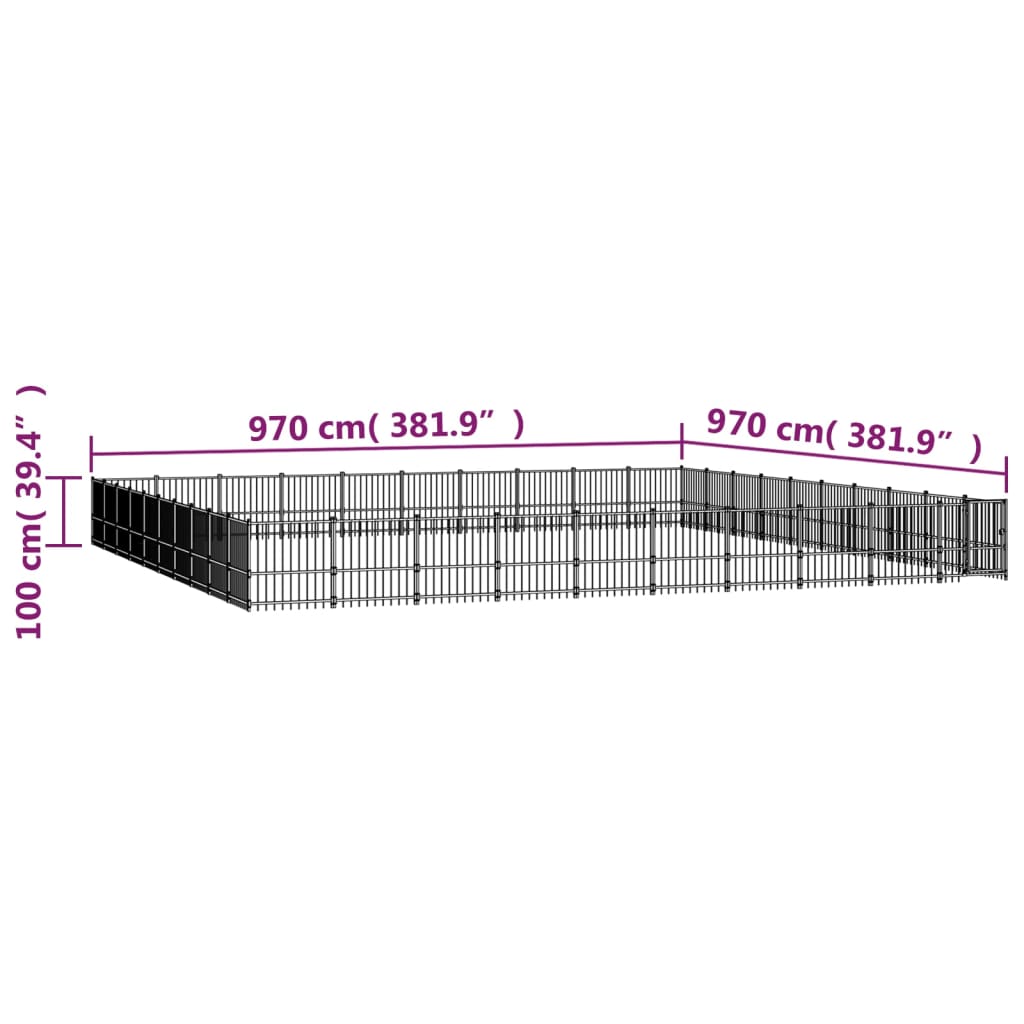 Vanjski kavez za pse čelični 94,09 m²