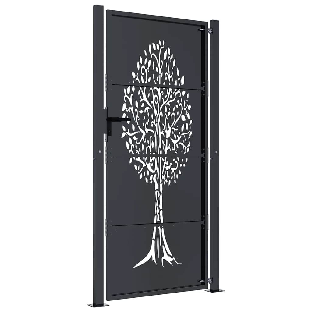 Vrtna vrata antracit 100x175 cm čelična dizajn stabla