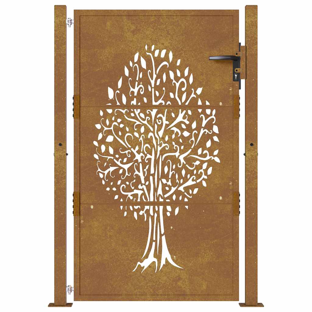 Vrtna vrata 100x125 cm Corten čelik Dizajn stabla