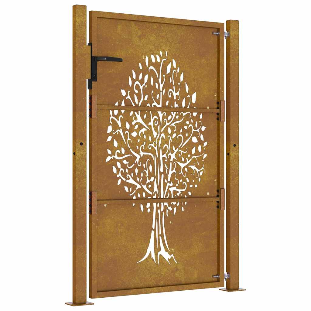 Vrtna vrata 100x125 cm Corten čelik Dizajn stabla