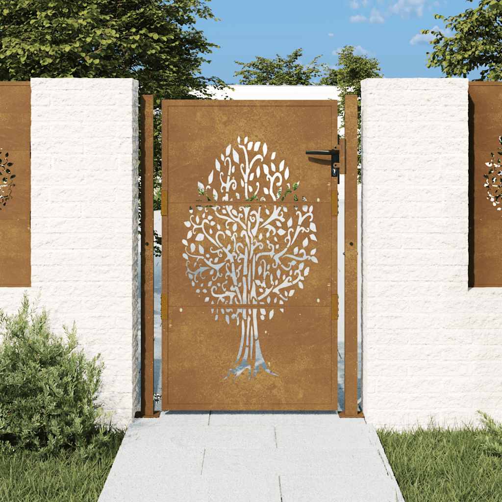 Vrtna vrata 100x150 cm Corten čelik Dizajn stabla