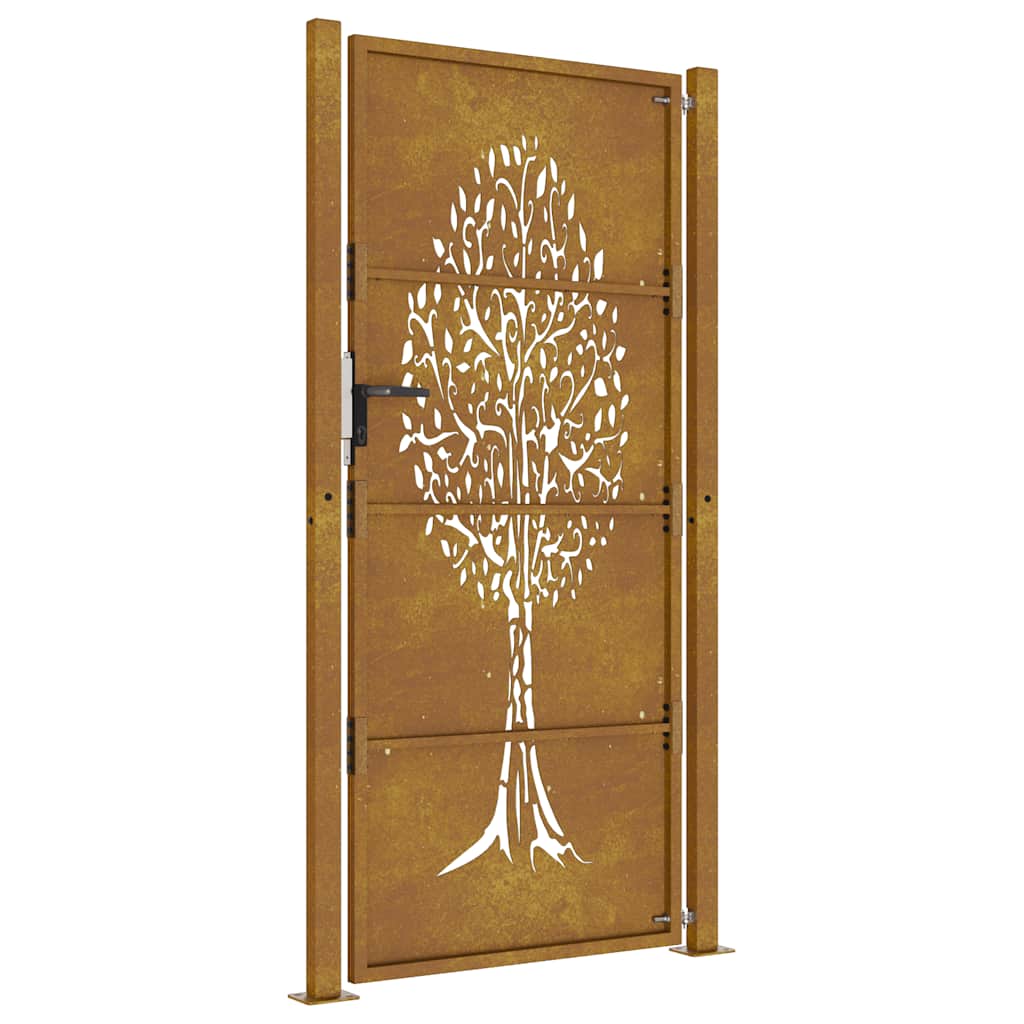 Vrtna vrata 100x175 cm Corten čelik Dizajn stabla