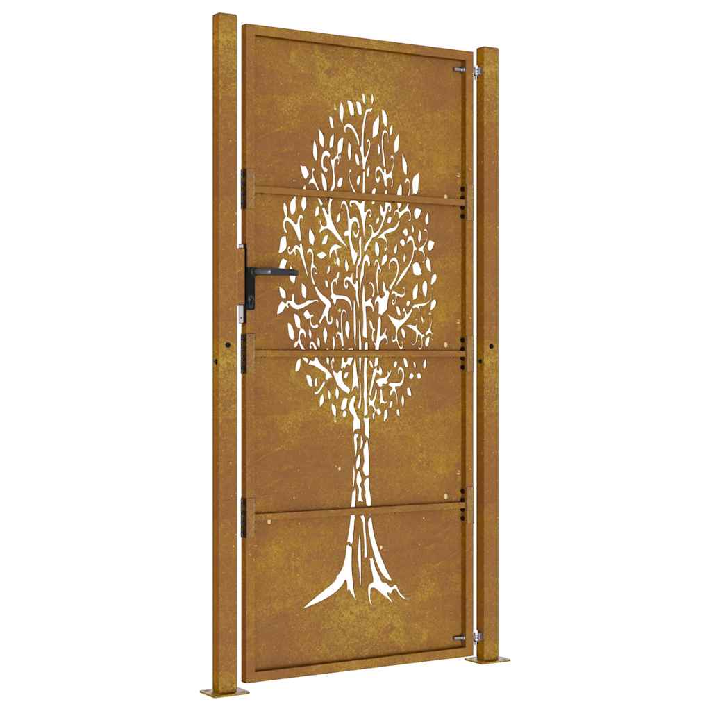 Vrtna vrata 100x200 cm Corten čelik Dizajn stabla