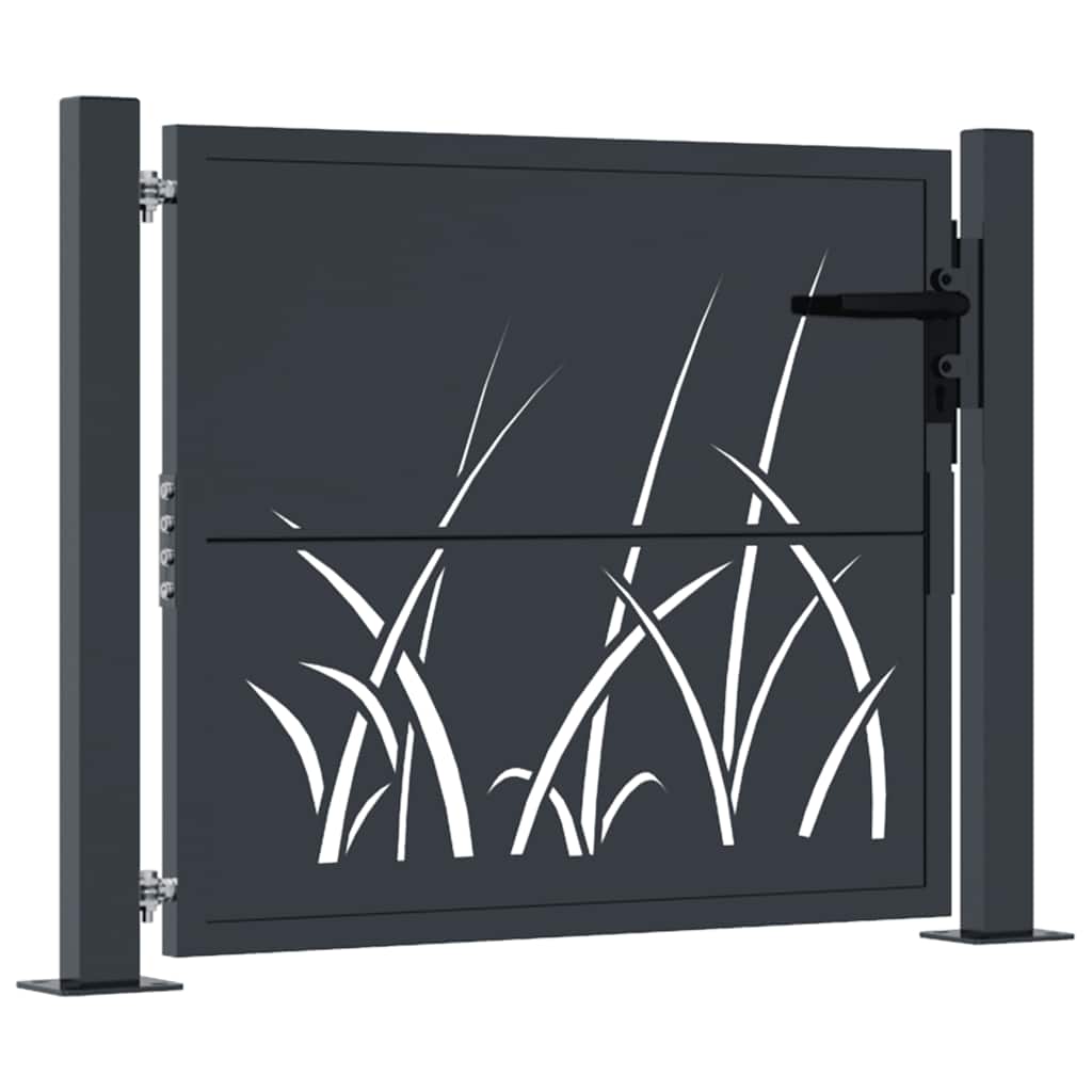 Vrtna vrata antracit 100x75 cm dizajn s čeličnim travom