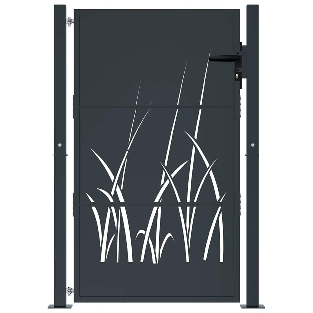 Vrtna vrata antracit 100x150 cm dizajn s čeličnim travom