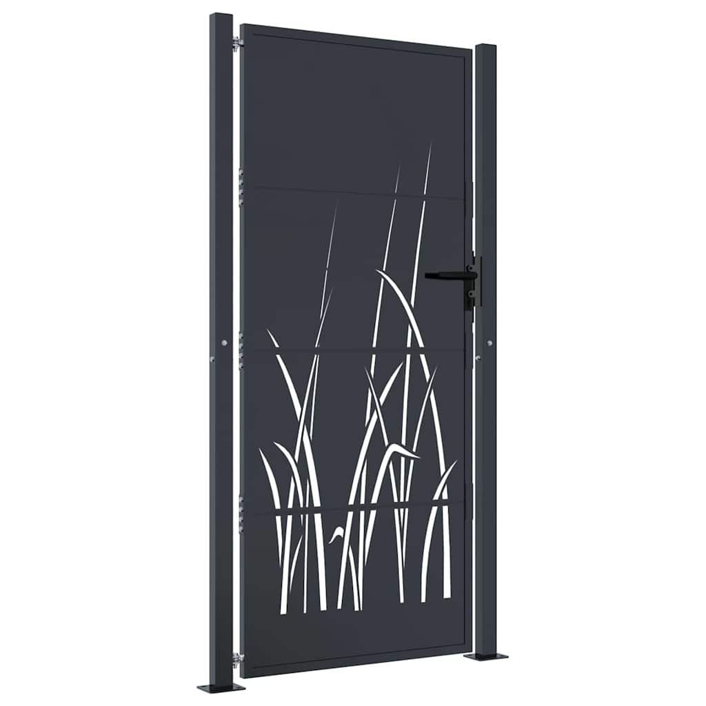 Vrtna vrata antracit 100x175 cm dizajn s čeličnim travom