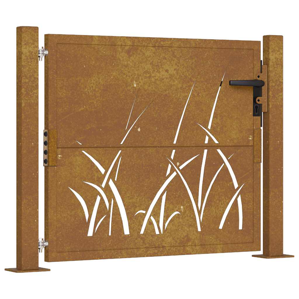 Vrtna vrata 100x75 cm Corten čelik dizajn s travom