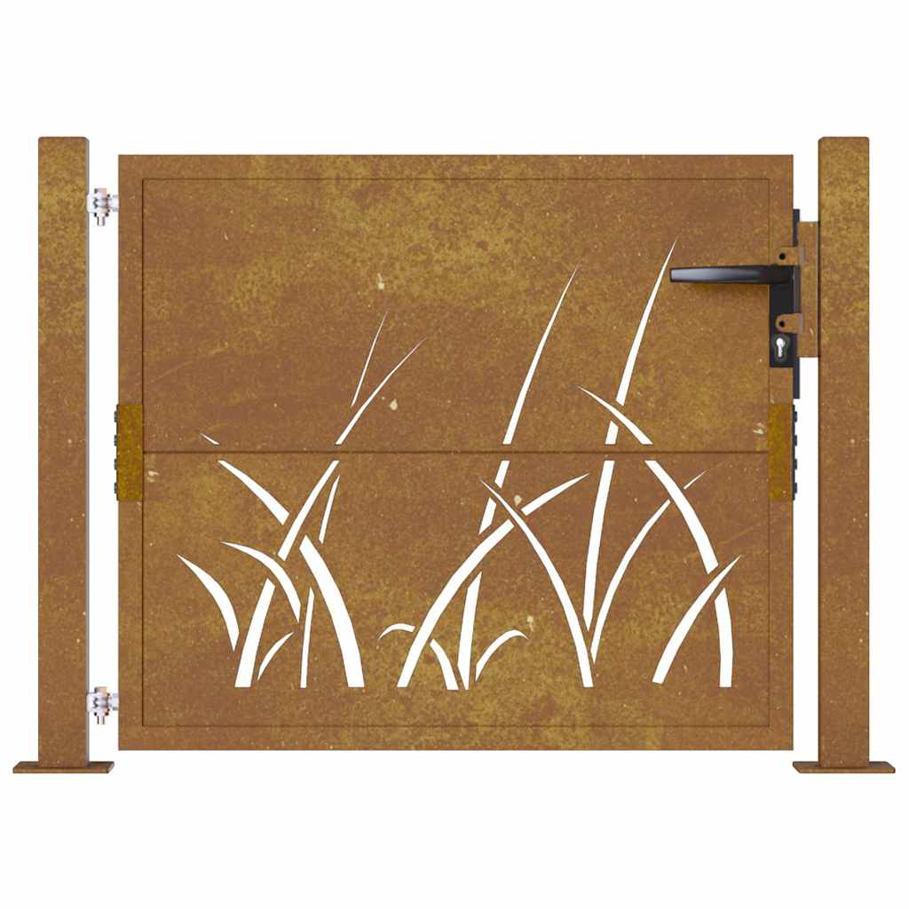 Vrtna vrata 100x75 cm Corten čelik dizajn s travom