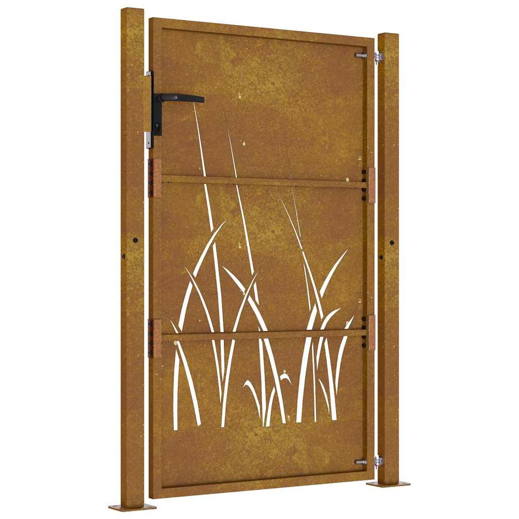 Vrtna vrata 100x125 cm Corten čelik dizajn trave