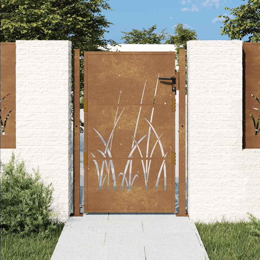 Vrtna vrata 100x125 cm Corten čelik dizajn trave