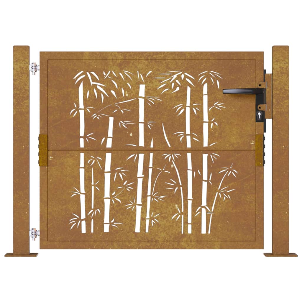 Vrtna vrata 100x75 cm Corten čelik dizajn od bambusa