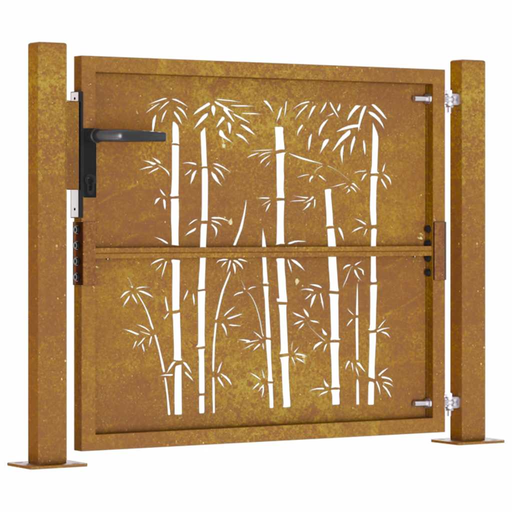 Vrtna vrata 100x75 cm Corten čelik dizajn od bambusa